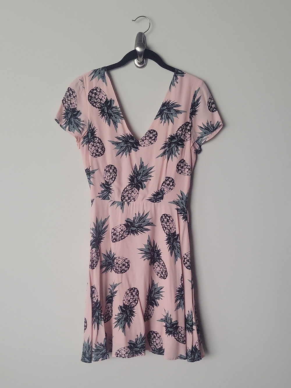 NWT BB Dakota S 2 Leni Pineapple Fit Flare Dress Pink Open Back Coastal Mini